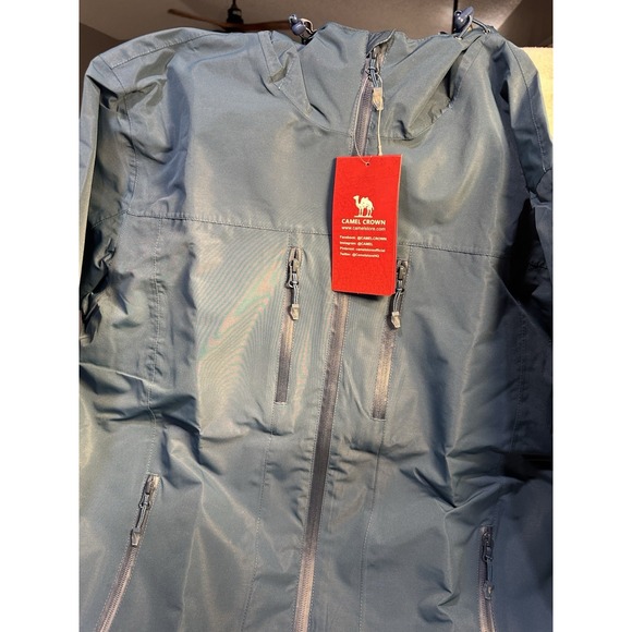 Camel Crown Men's  Waterproof Softshell Lightweight Hooded Jacket Blue/Gray SZ L - Picture 1 of 12